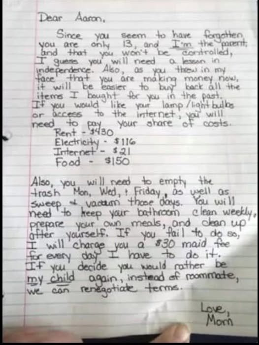Mom leaves powerful note on “disrespectful” son’s door